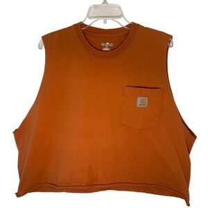 Carhartt women’s team oversized Crop tank top pocket tee t shirt Large loose fit